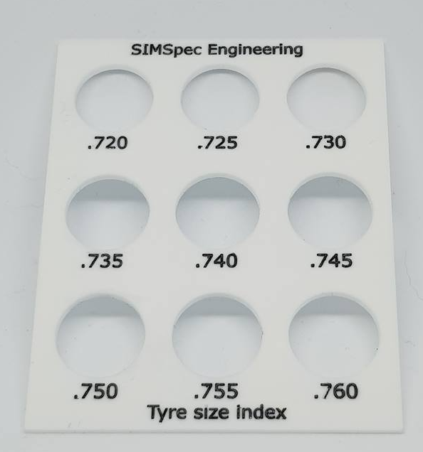SIMSpec Tyre Size Index Card