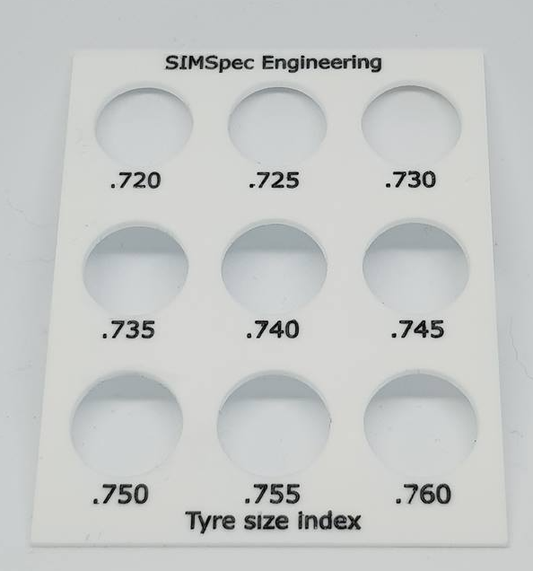 SIMSpec Tyre Size Index Card