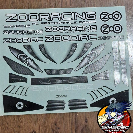 ZooRacing Zodiac headlight sticker sheet