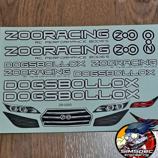 ZooRacing DBX Headlight Sticker Sheet