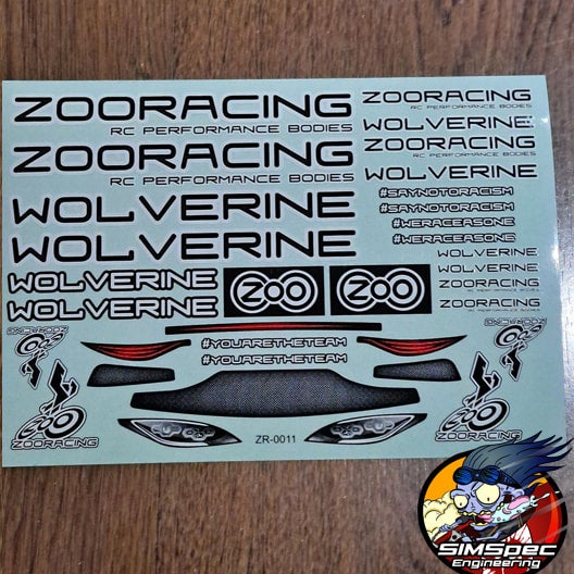 ZooRacing Wolverine headlight sticker sheet