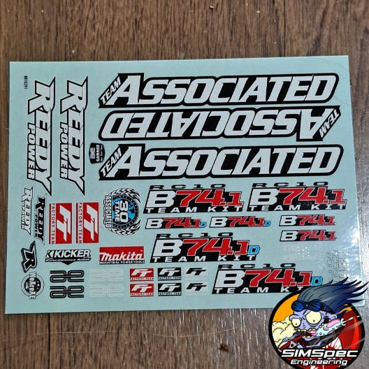 Team Associated B74.1D sticker sheet